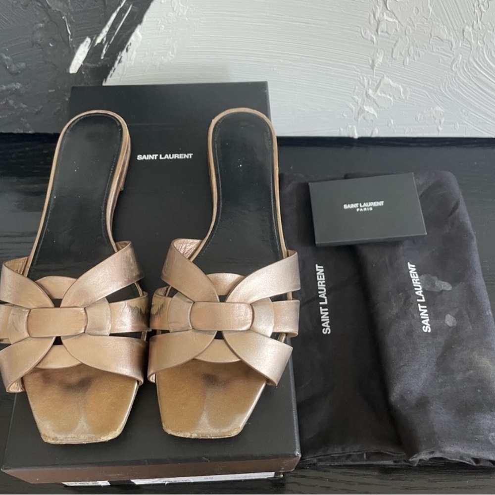 Saint Laurent Metallic Sandals - Picture 12 of 13